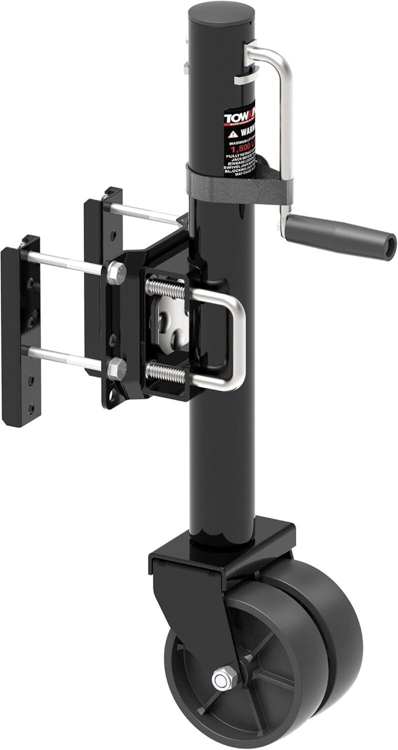 6-inch Dual Wheels Trailer Jack 13" Vertical Movement 1500 lbs for RV Boat Black