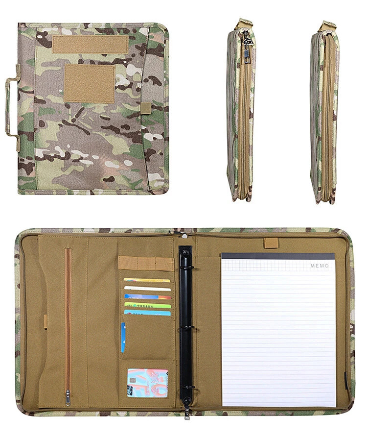 Tactical A4 3-Ring Binder Padfolio Notepad Weatherproof Notebook Cover w/ Zipper