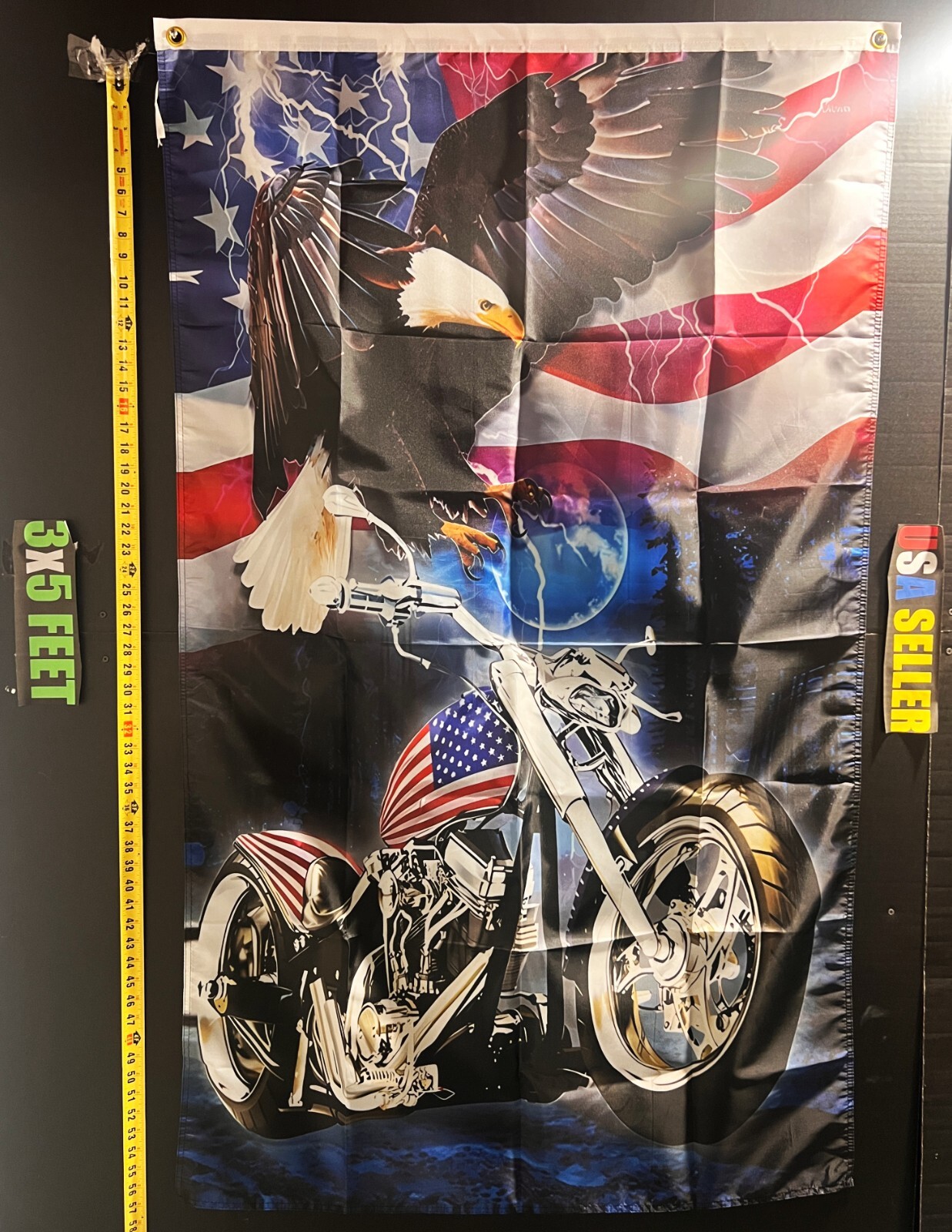 Bikers Flag FREE SHIPPING 4 Man Cave Racing America Beer Motorcycle USA Sign 3x5