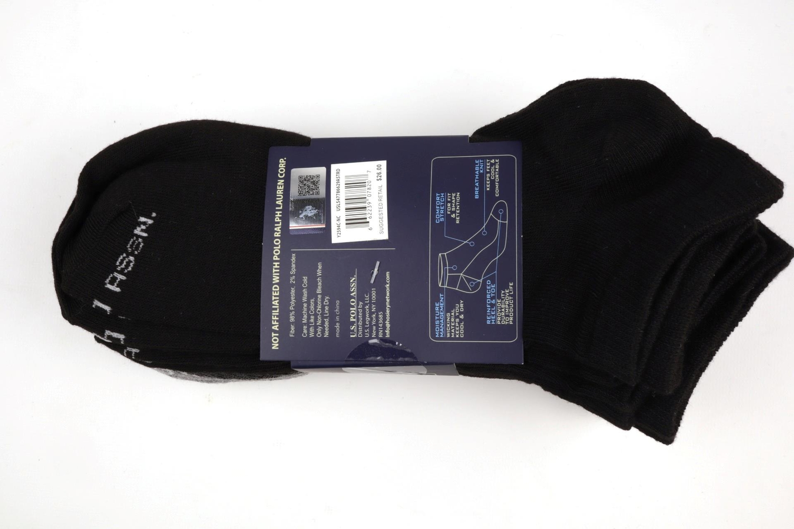 Mens Low Cut Socks Moisture Control US Polo Association Sport Sock Pack of 10