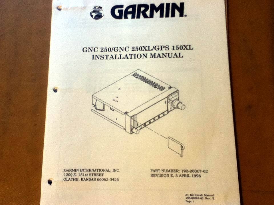 Garmin GNC 250, GNC 250XL & GPS 150XL install manual