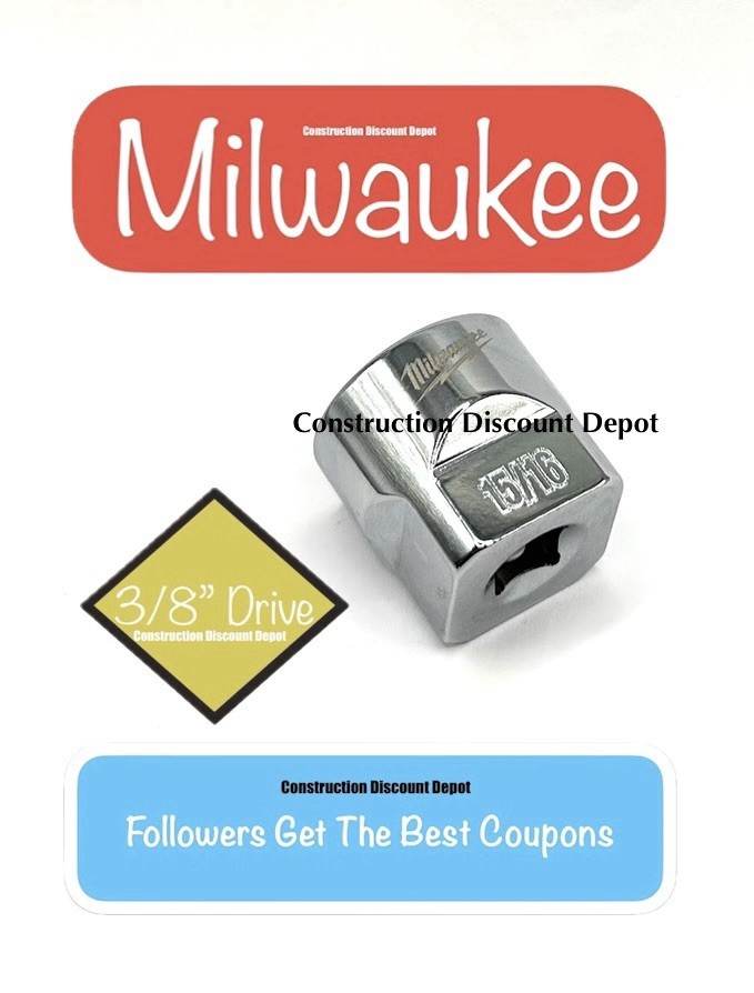 Milwaukee 45-34-9071 3/8" Drive 15/16" SAE 6 Point Socket Shallow