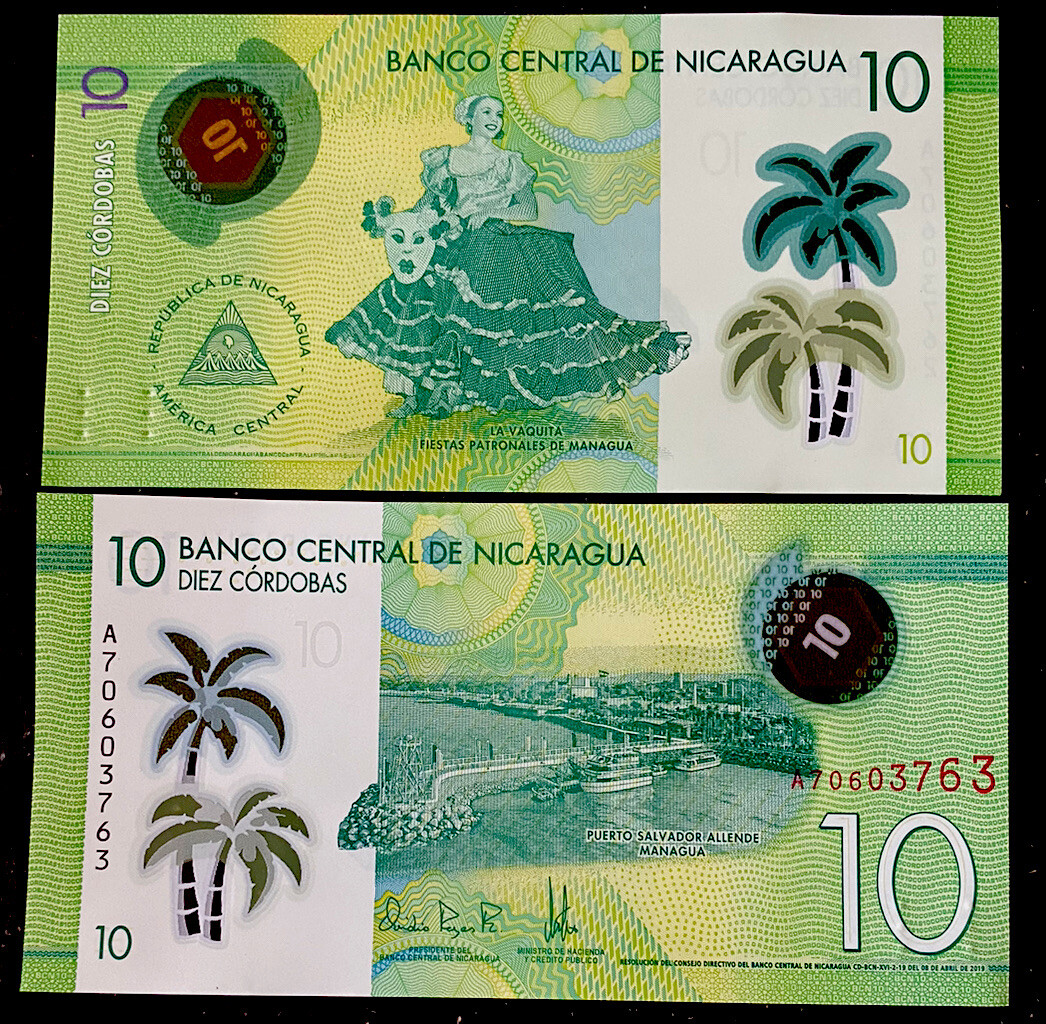 Nicaragua 10 Cordobas 2022 Polymer UNC Banknote World Paper Money FREE SHIPPING!