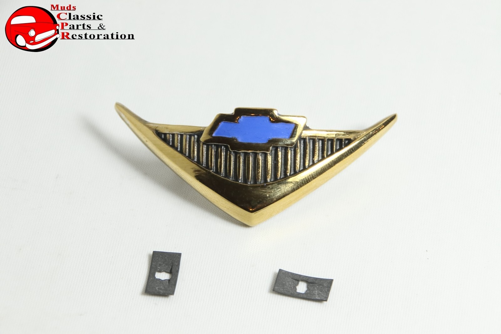 1955 1956 55 56 Chevrolet Chevy Bel Air Nomad 150 210 V8 Gold Horn Cap Emblem