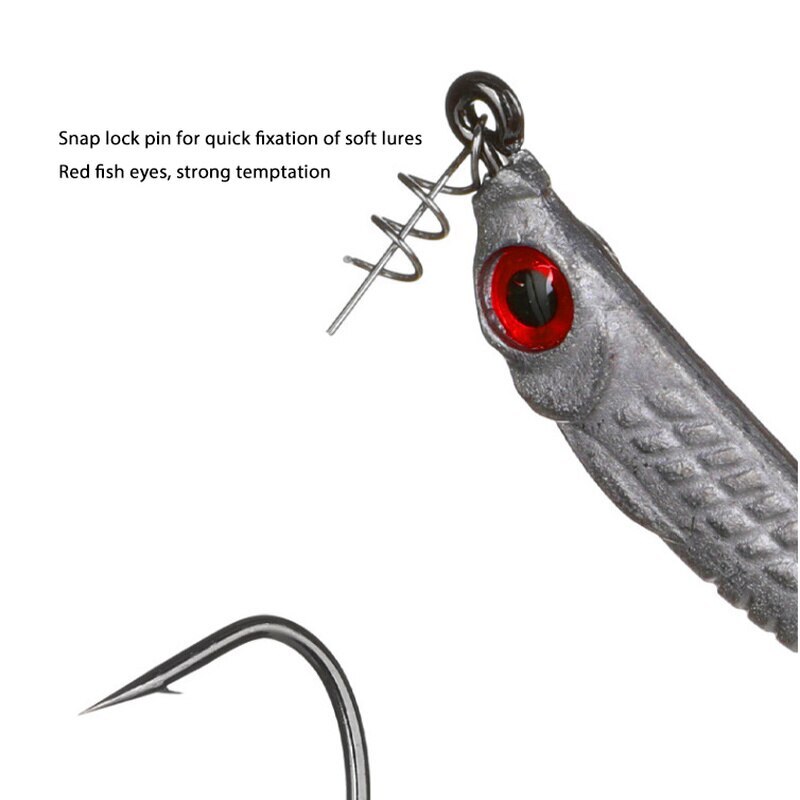 10PCS Offset Hooks Weighted Fishing Hook Wide Gap Weedless Hook Worm & Spinner