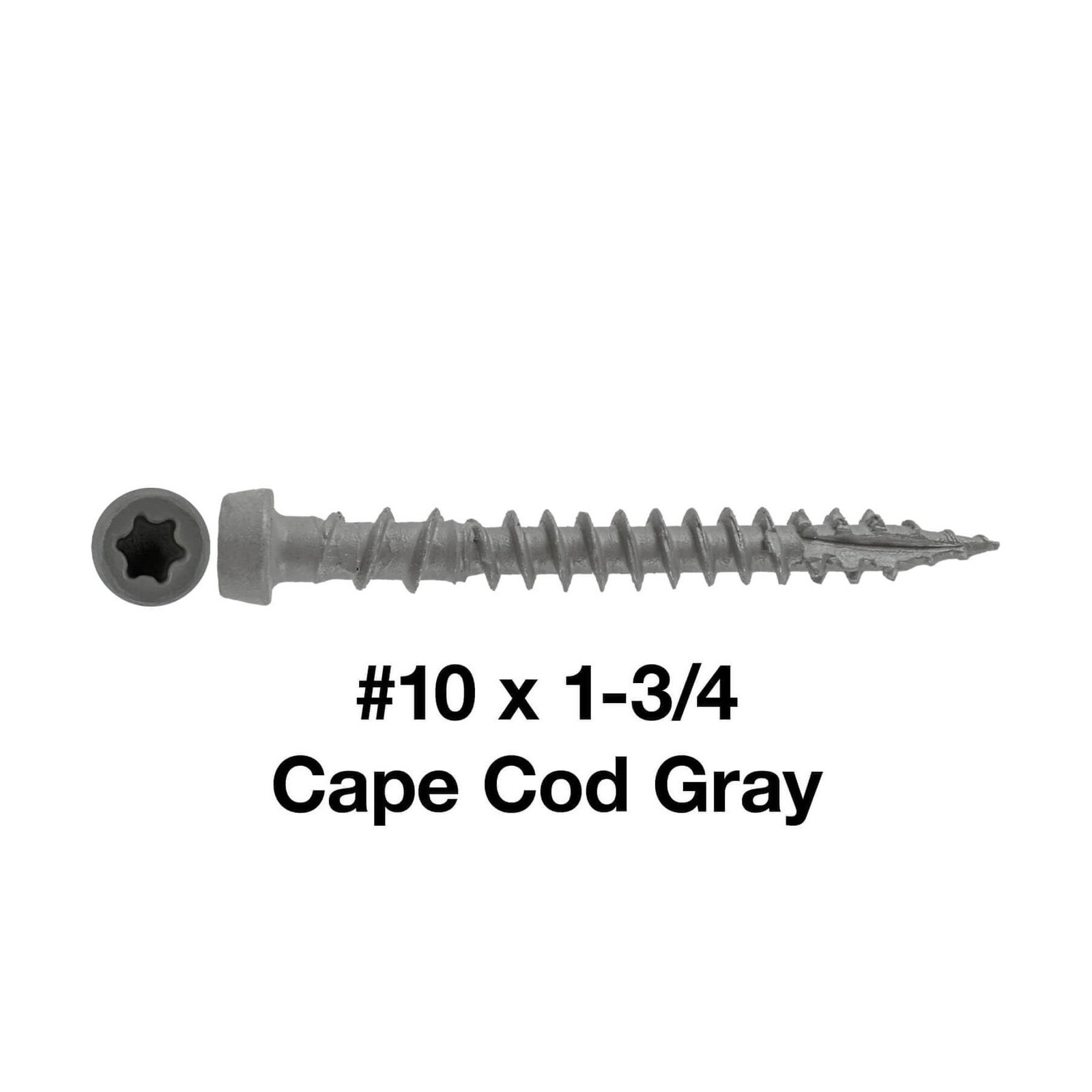 10 x 1-3/4" Cape Cod Gray Composite Decking Screws. Exterior Coated, Pressure...