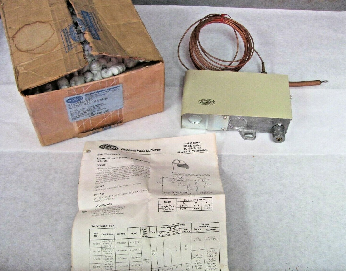 Barber Colman TC-282-020 - Electric Bulb Thermostat, 3-Stage, 2-POS, 3 SPDT NOS