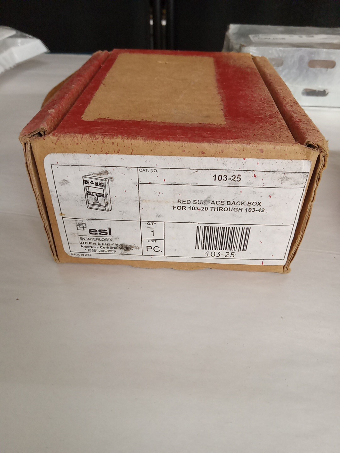 Interlogix esl 103-25 Red Surface Back box. New