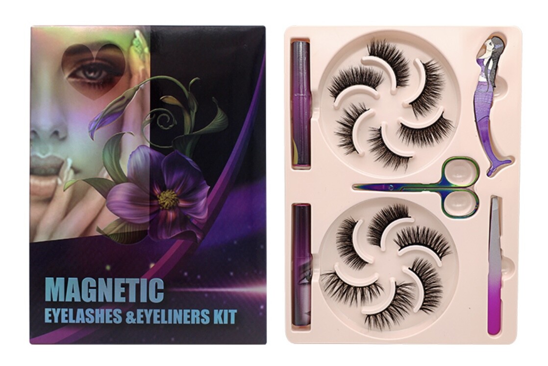 3D Magnetic Eyelashes Big Long Lashes +Eyeliner Tweezer Kit Waterproof - ON SALE