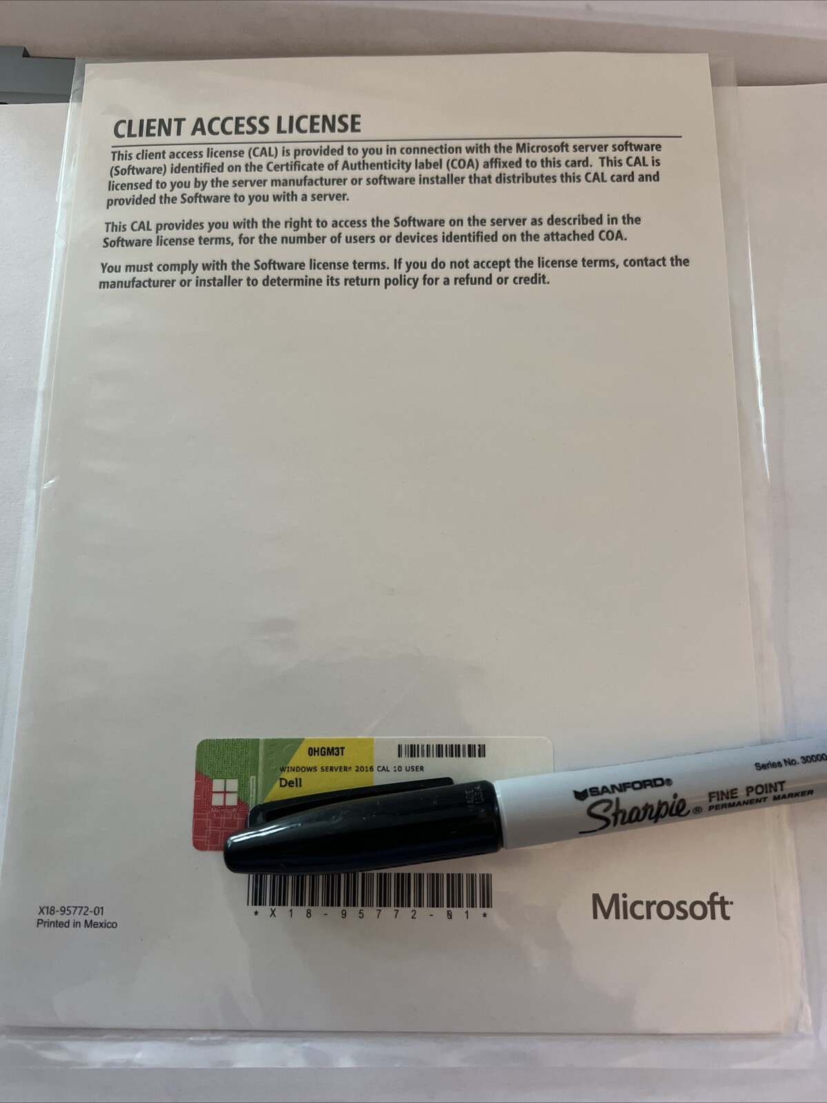 Microsoft Windows Server 2016 CAL 10 User Client Access Licenses Dell P/N 0HGM3T
