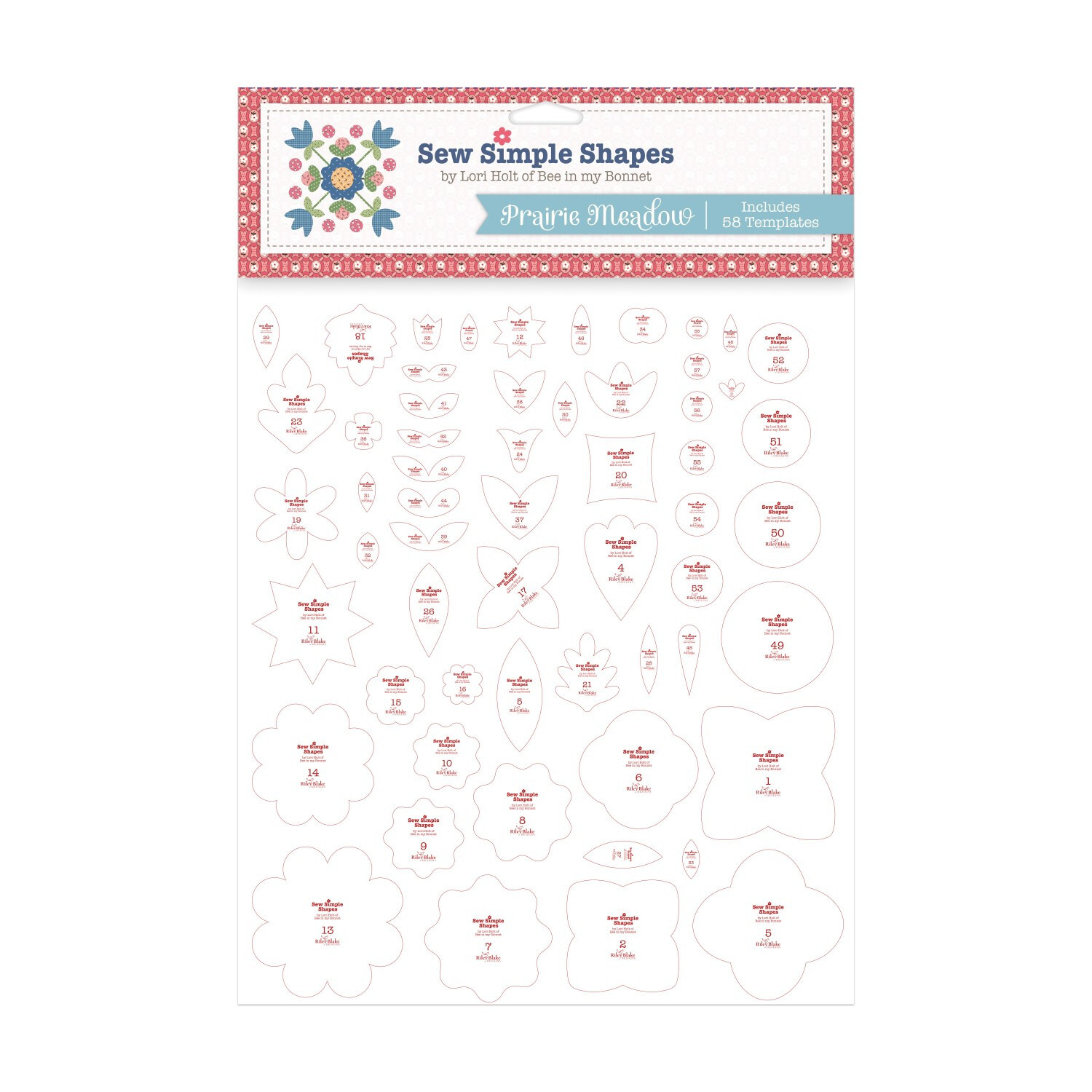 Lori Holt Prairie Meadow Sew Simple Shapes - 58 Plastic Applique Quilt Templates