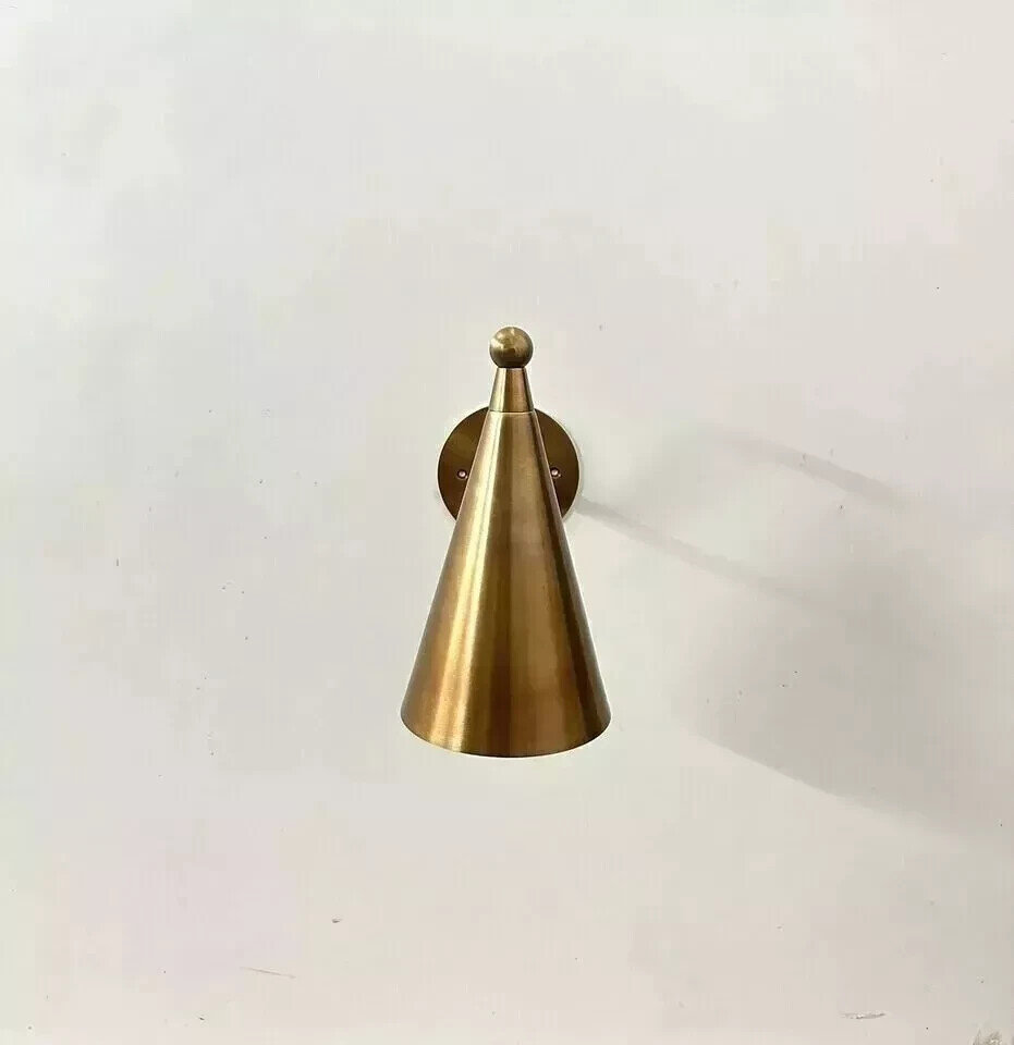 Handcrafted Modern Style Mid Century Raw Brass Wall Lamp Sconce 1 Light
