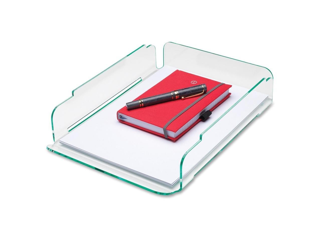 Lorell Single Stack Letter Tray 10"x13-1/4"x2-1/2" CL/GN Acrylic 80654
