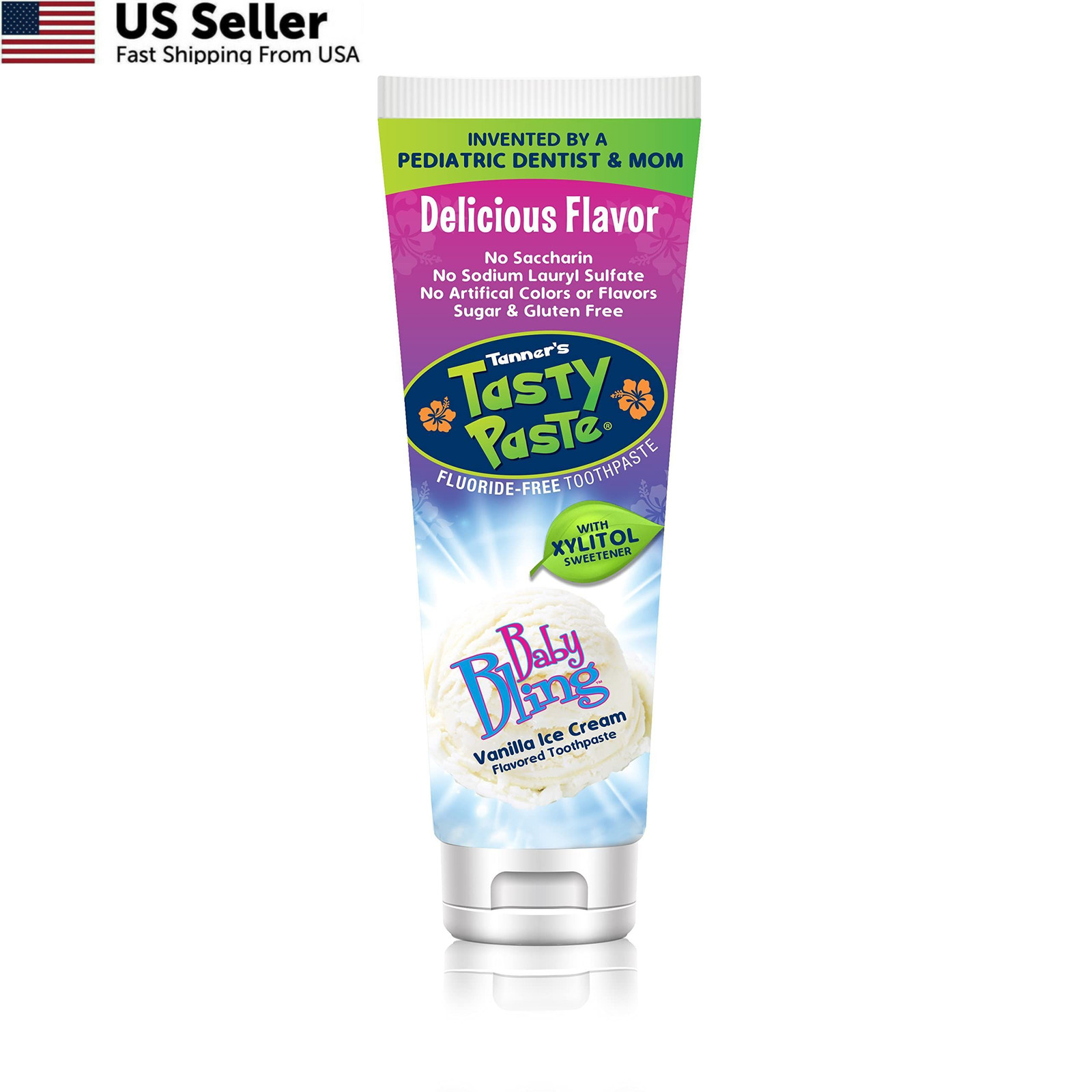 Tanner's Tasty Paste Baby Bling 4.2 Ounce (Pack of 1), Vanilla- Fluoride Free