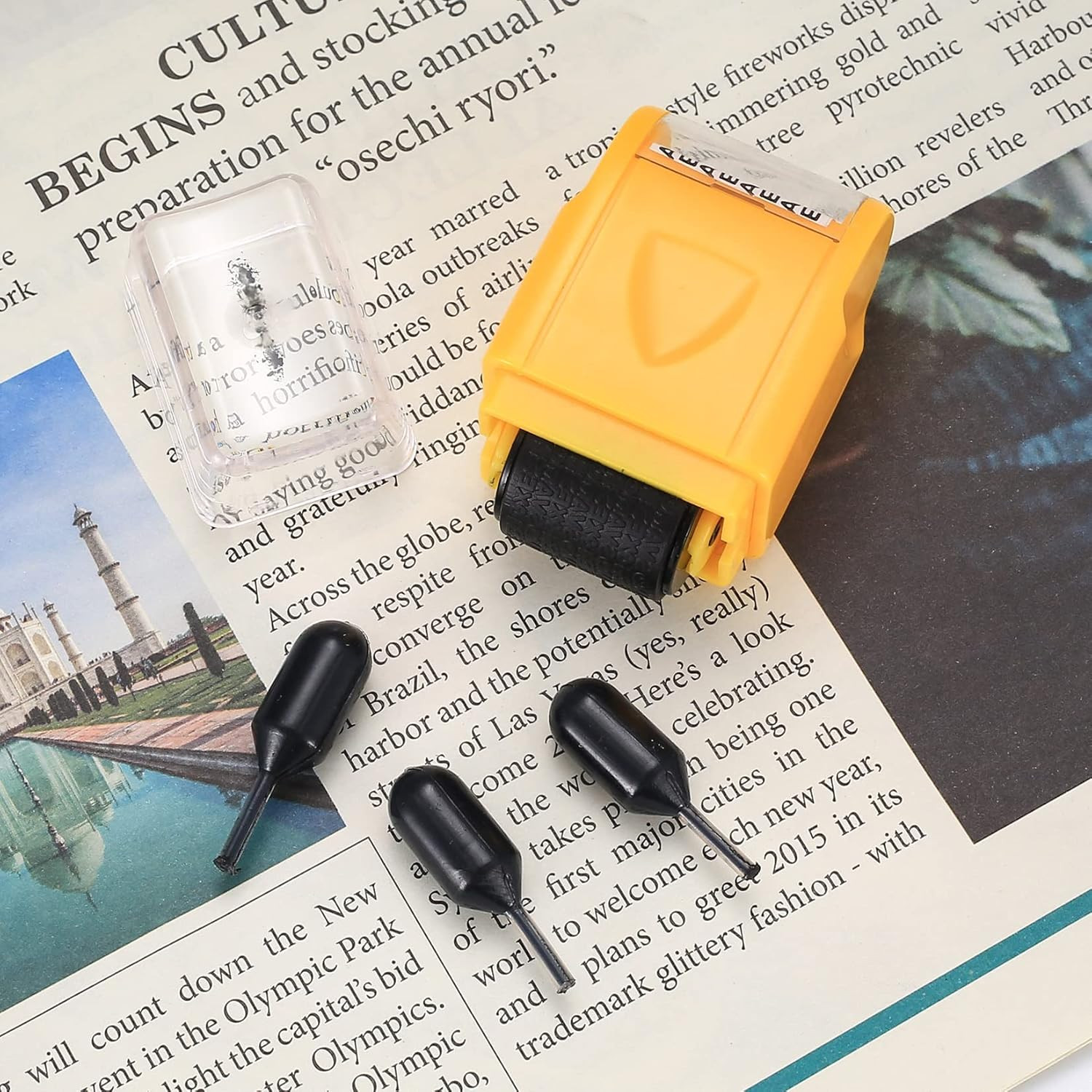 Identity Theft Protection Roller Stamps, 12 Pcs Black Replacement Rolling Ink Re