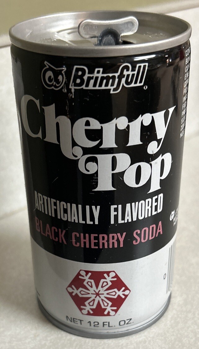 Vintage BRIMFULL CHERRY POP Black Cherry 12 Oz. Empty Steel Lift/Push/Slide Can