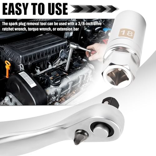 18mm Thin Wall Spark Plug Socket Magnetic,3/8" Drive Spark Plug Removal Tool