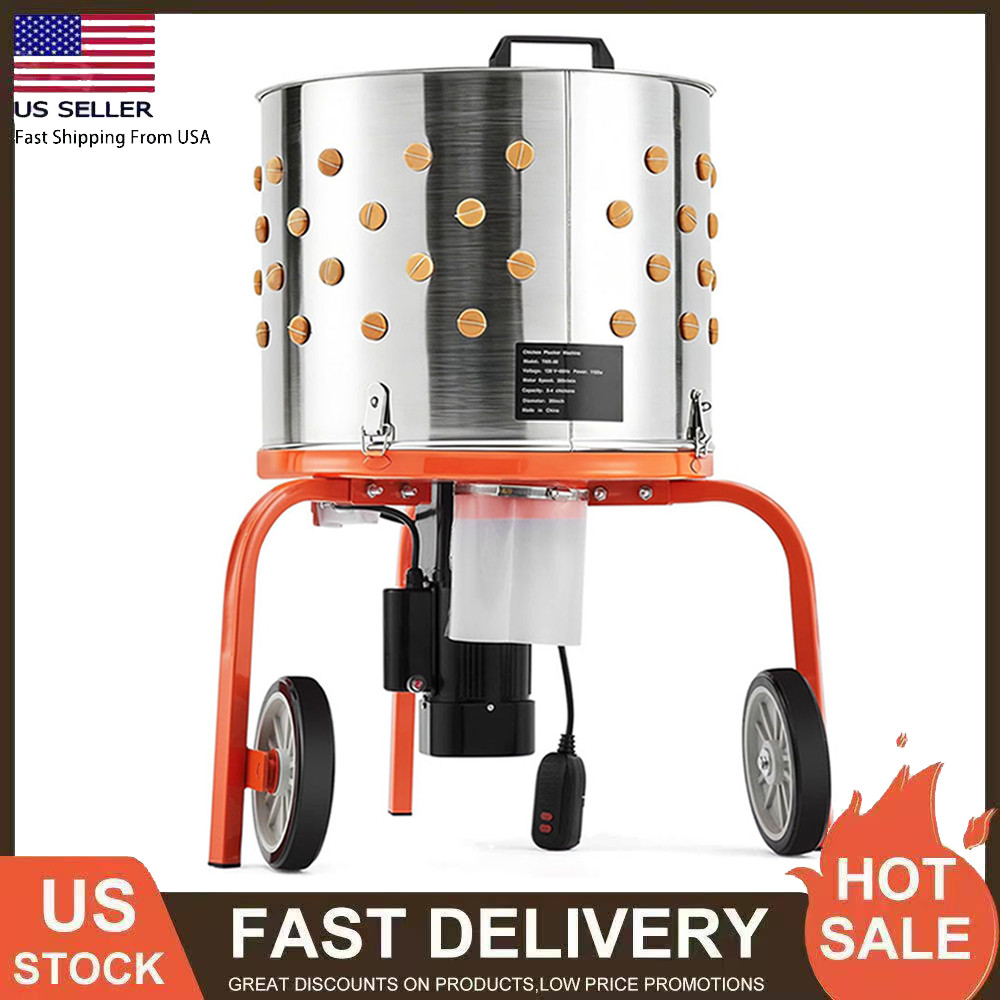 20" Chicken Plucker Machine Poultry Plucker SS Drum 3500RPM Motor 108 Fingers