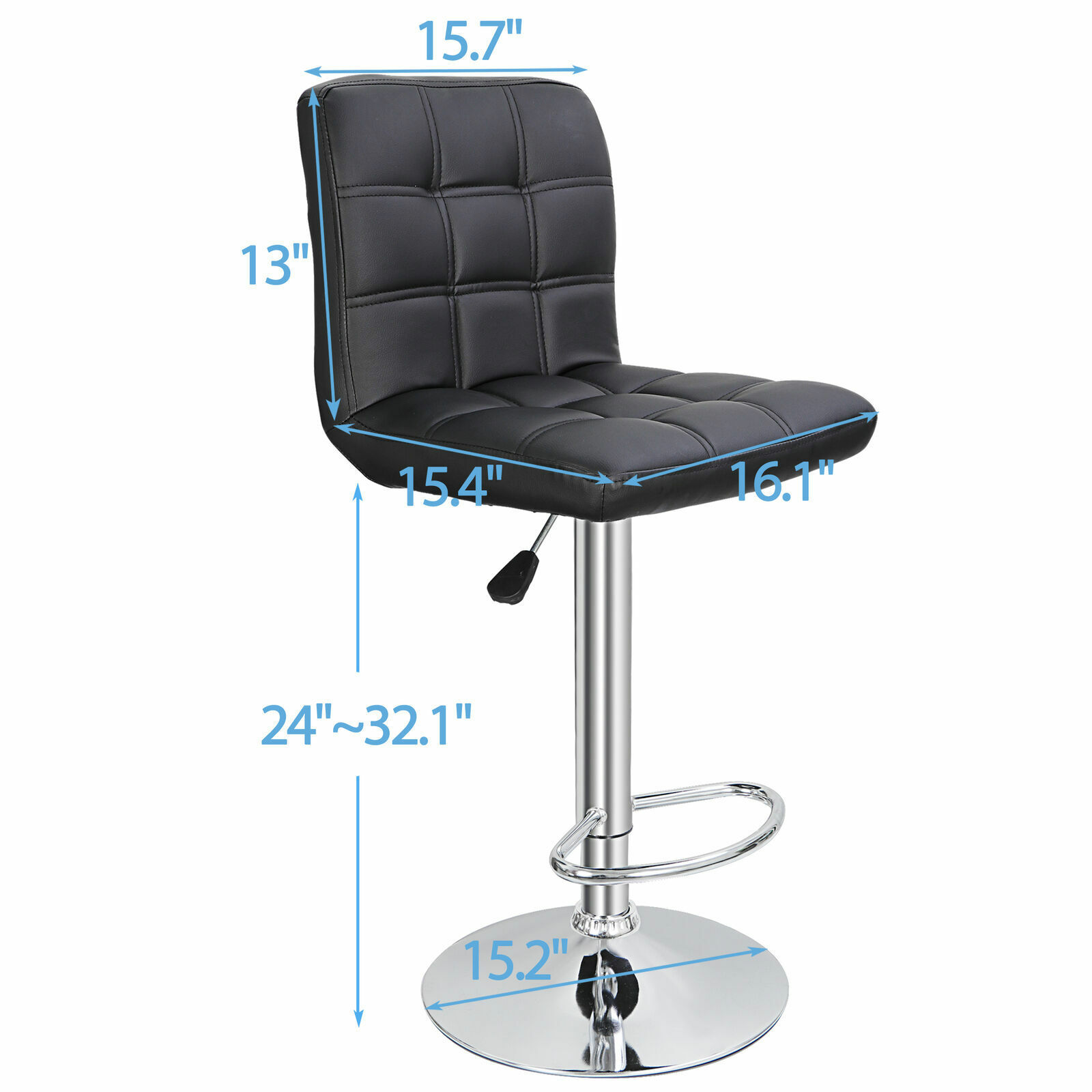 360° Rotation Bar Stools with Back PU Leather 2 PCS Reception Office Home Chair