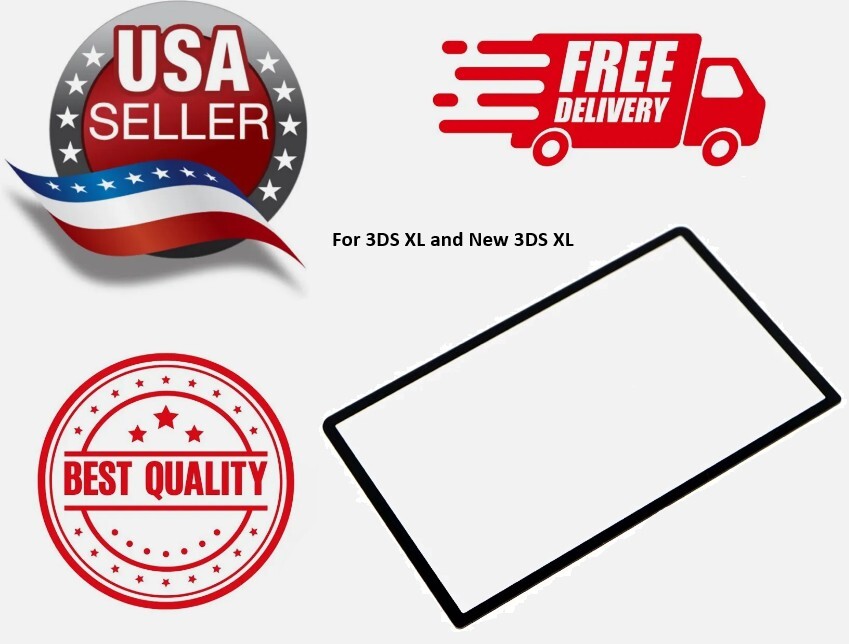 USA Seller Top Screen Lens for Nintendo 3DS XL & New 3DS XL Plastic Cover Black