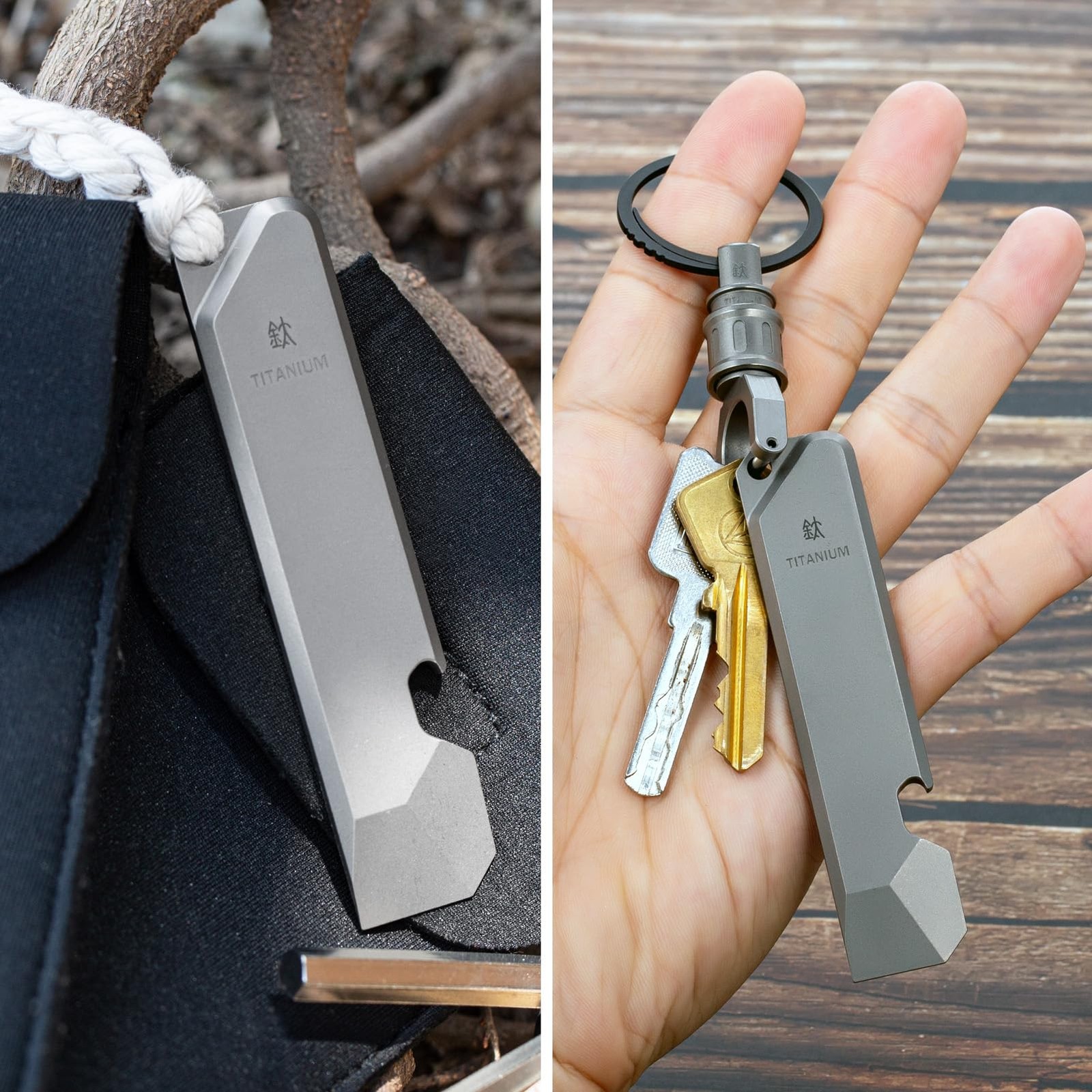 BANG TI Titanium EDC Pry Bar with Bottle Opener Function Portable Multi Gray