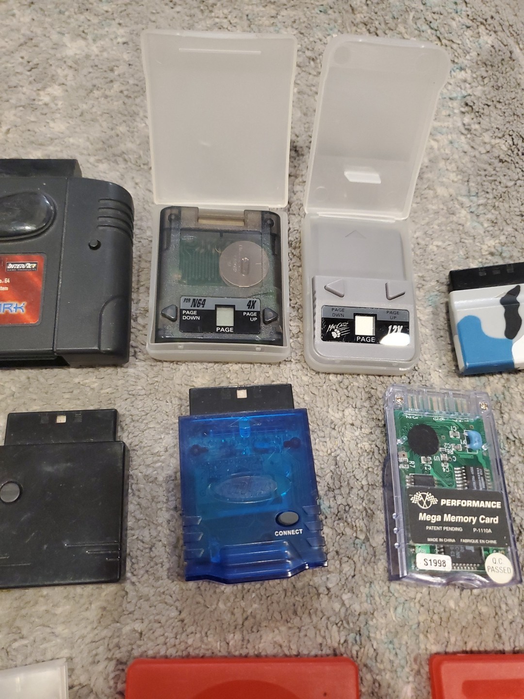 Playstation N64 Memory Card Game Shark Lot With Ds Game Holders UNTESTED