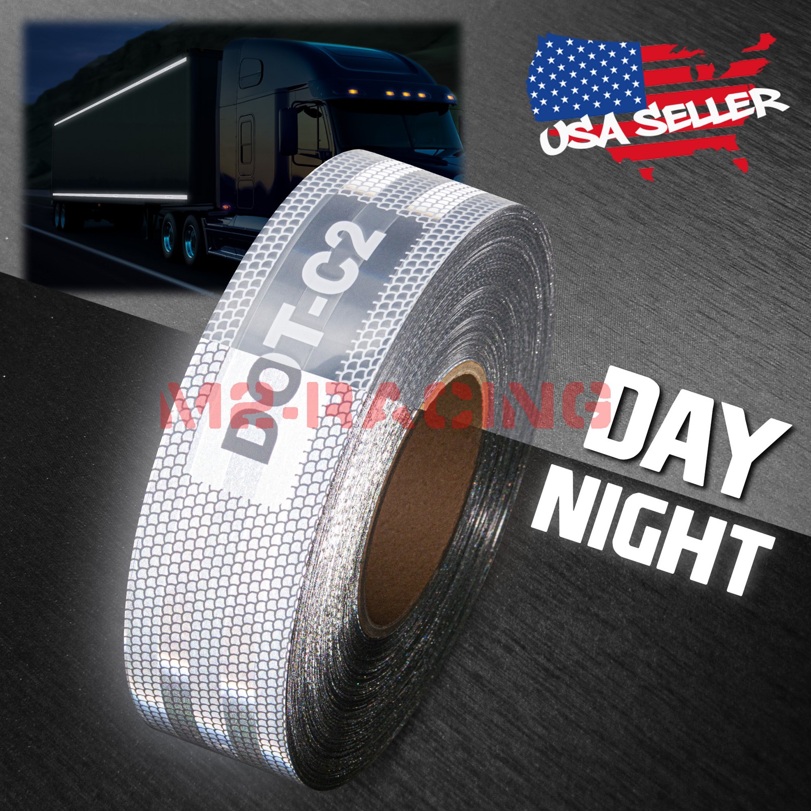 2"x150" White Conspicuity Reflective DOT-C2 Tape Roll Warning Sign Truck Trailer