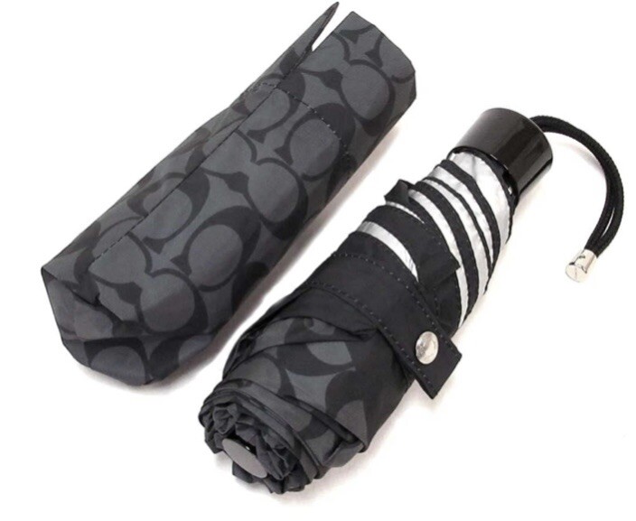 COACH UV PROTECTION SIGNATURE MINI UMBRELLA C4322 SV/GRAPHITE NWT