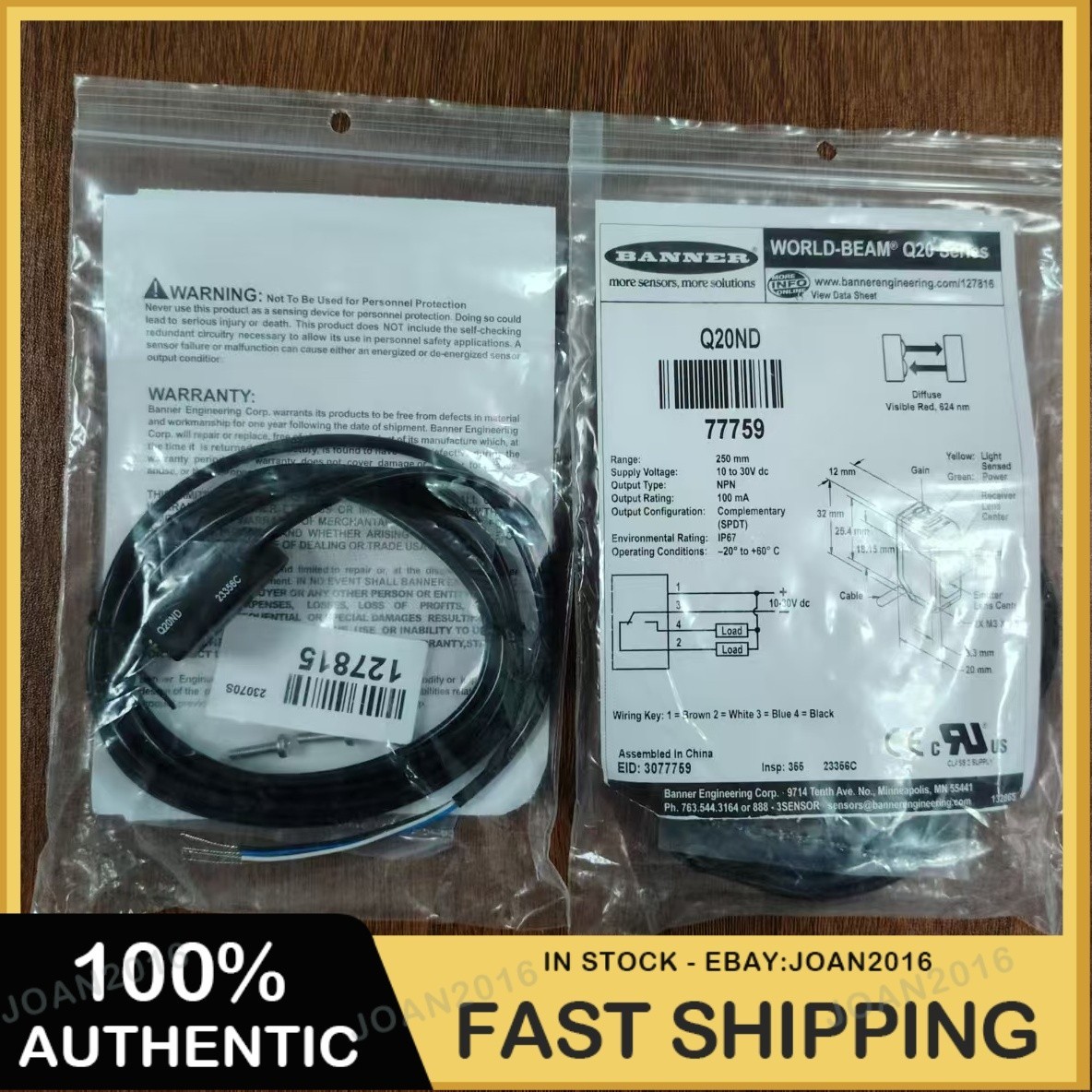 1pcs New BANNER Q20ND Photoelectric sensor-77759