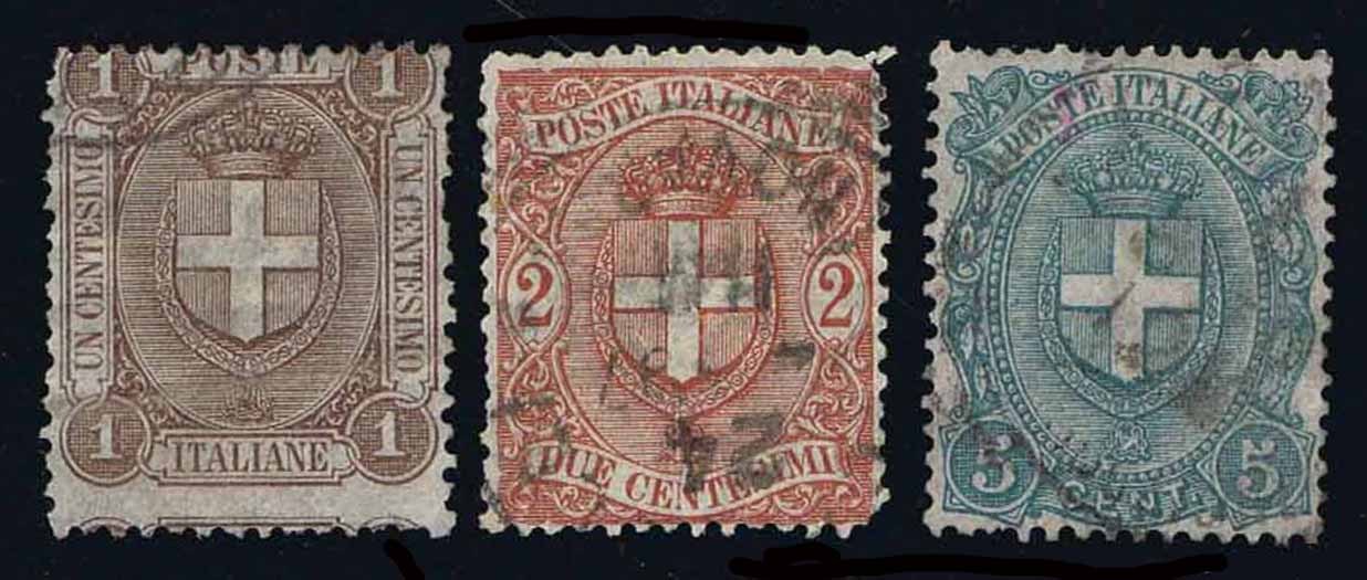 1896-97 ITALY #73-75 ARMS - USED - FINE & BETTER - CV $8.00 (ESP#1326)