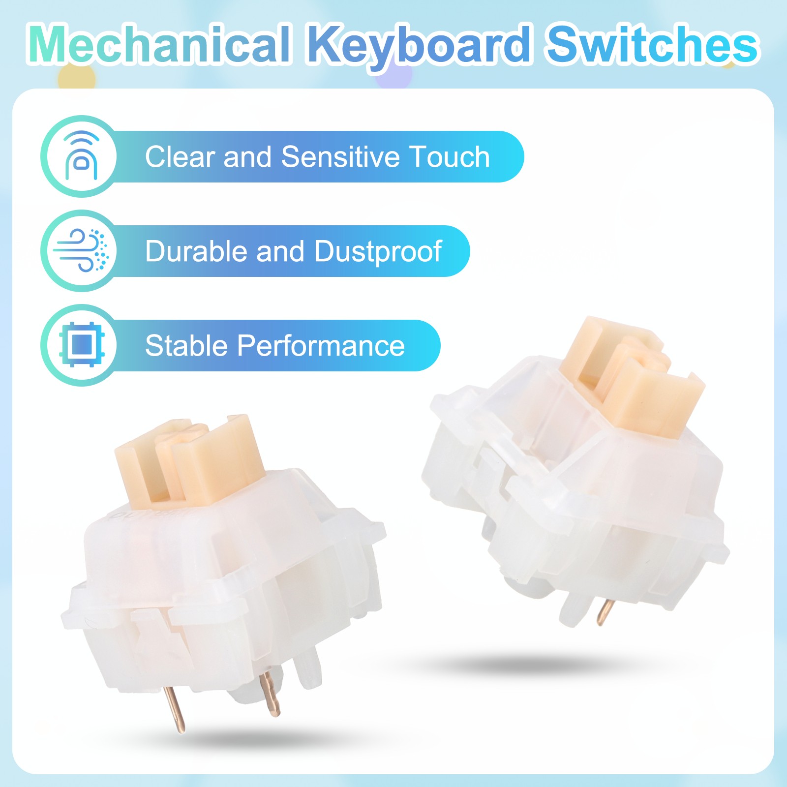 10pcs Yellow Keyboard Switch 3-Pin 45gf Linear Keyboard Switch Replacement