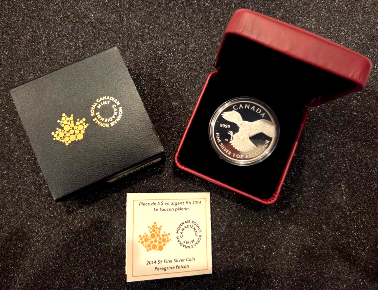 2014 Canada $5 Fine Silver Coin - Peregrine Falcon 99.99 Silver - 1 Oz. Troy