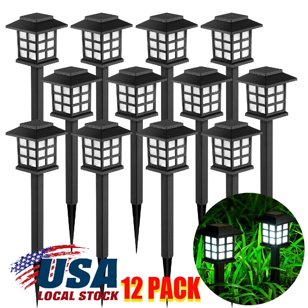 12Pack Solar Pathway Lights Outdoor Landscape Solar Waterproof Garden LED Lights