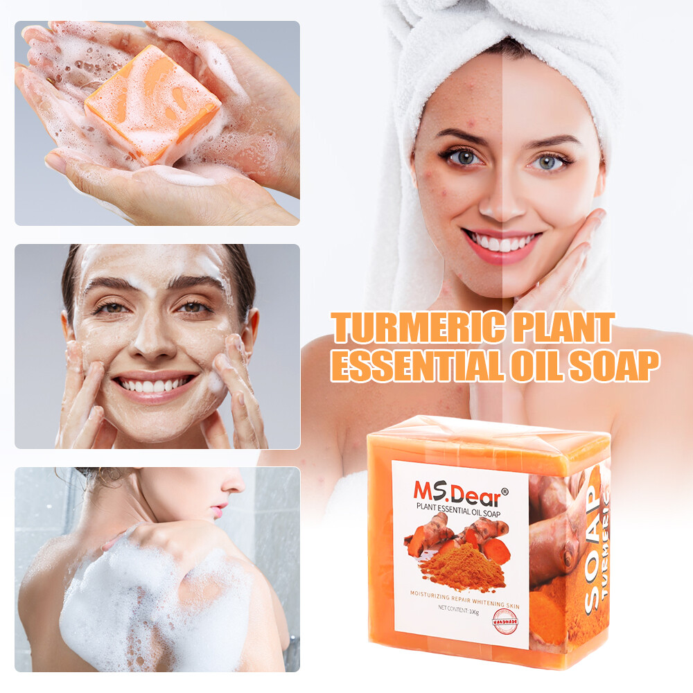 2Pc Turmeric Soap for Face&Body,Skin Brightening Anti-Acne Dark Spots Lightening