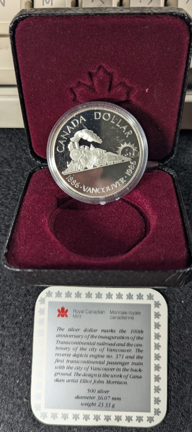 1986 CANADA SILVER DOLLAR NATIONAL PARK CENTENNIAL Silver REGINA Railroad Vancou