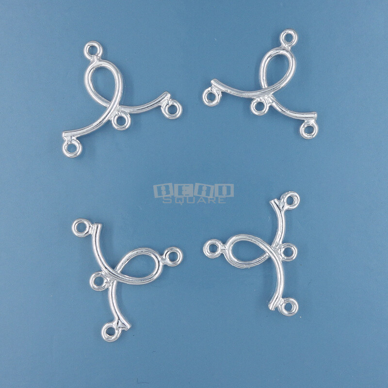 4 Solid Sterling Silver Chandelier / Multi 3 Strand End Bar Connectors #44305