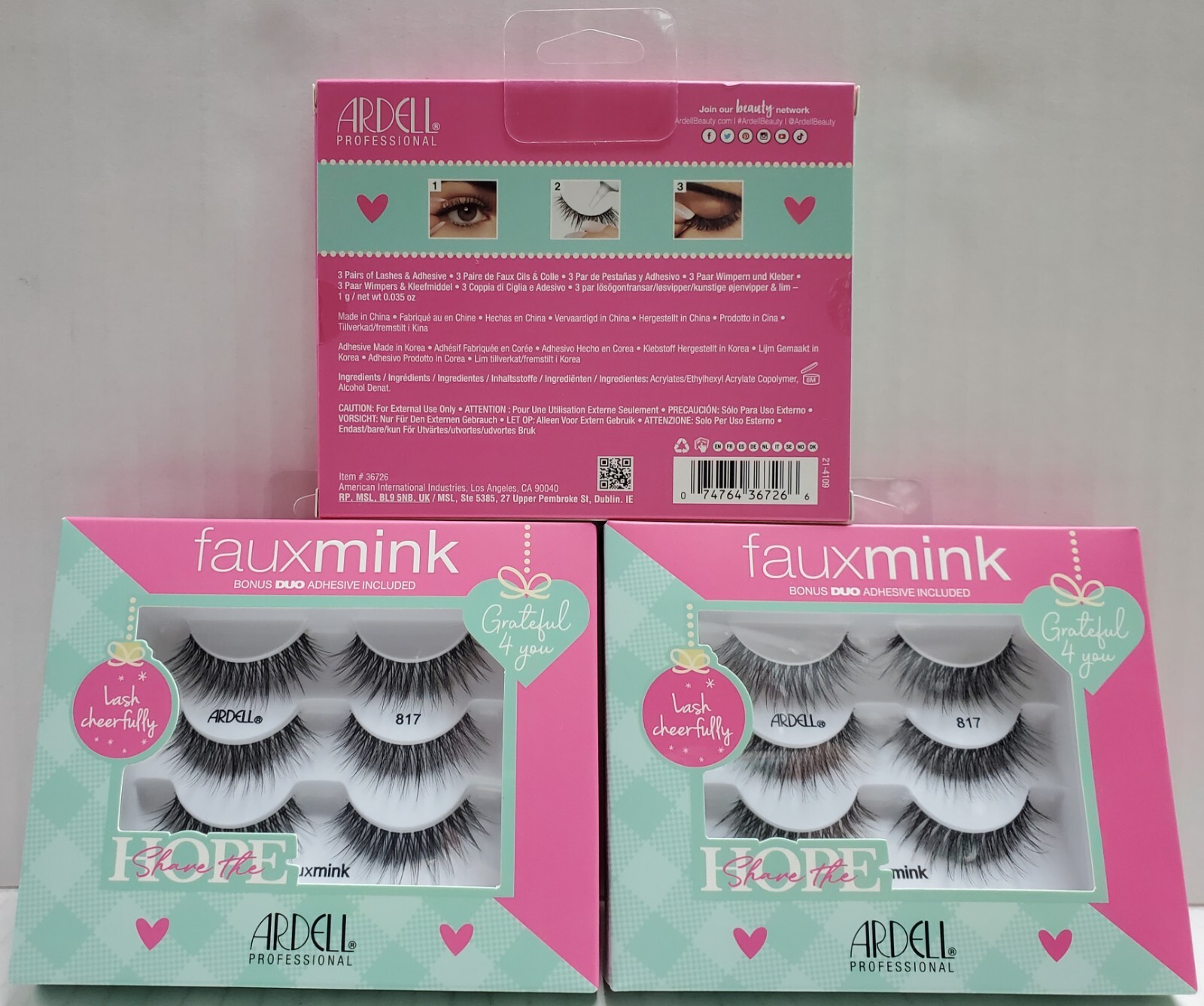 `817 Ardell Faux Mink Lashes Lightweight Knot-Free Holiday Gift Set 3 Pairs