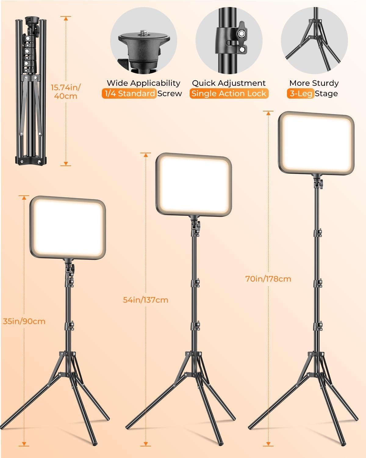 12'' Adjustable LED Studio Lights with Tripod for Professional Photography