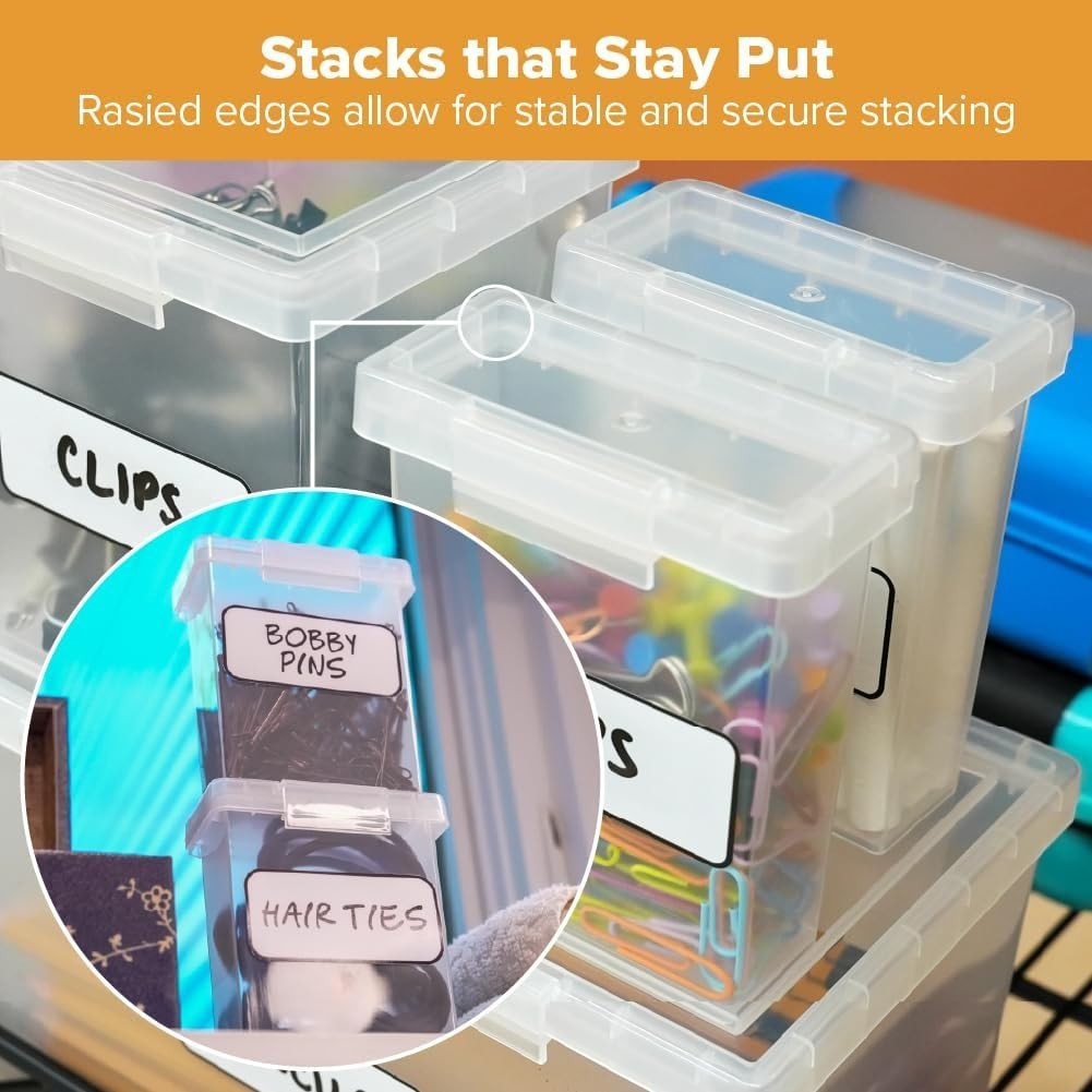 Konnect Storage Containers W/ Lids Organizer Clear Plastic Box Stackable Nesting