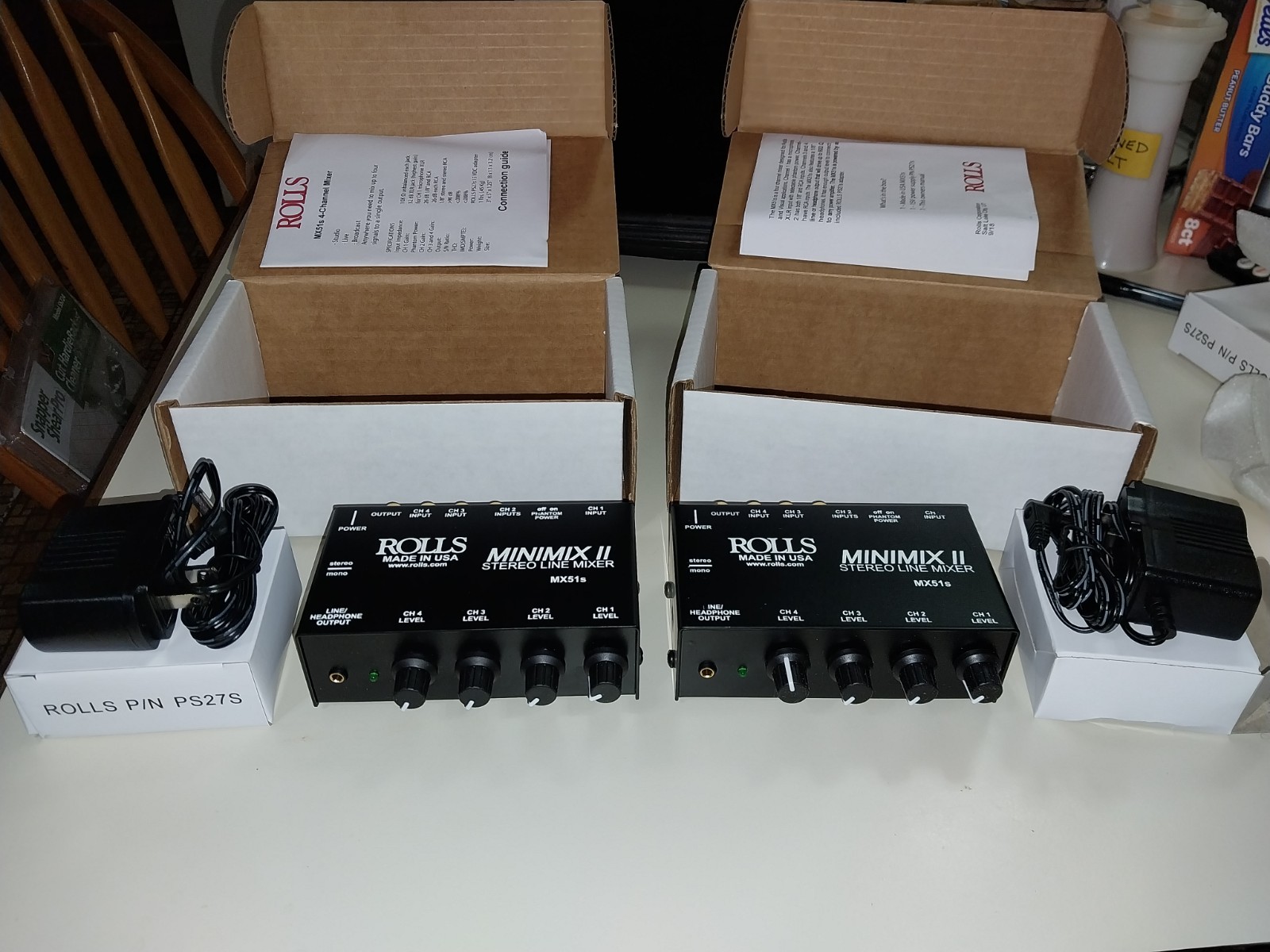 NEW IN BOX. Lot Of 2 ROLLS MX51s Minimix II 4 Channel Stereo Line Mixers