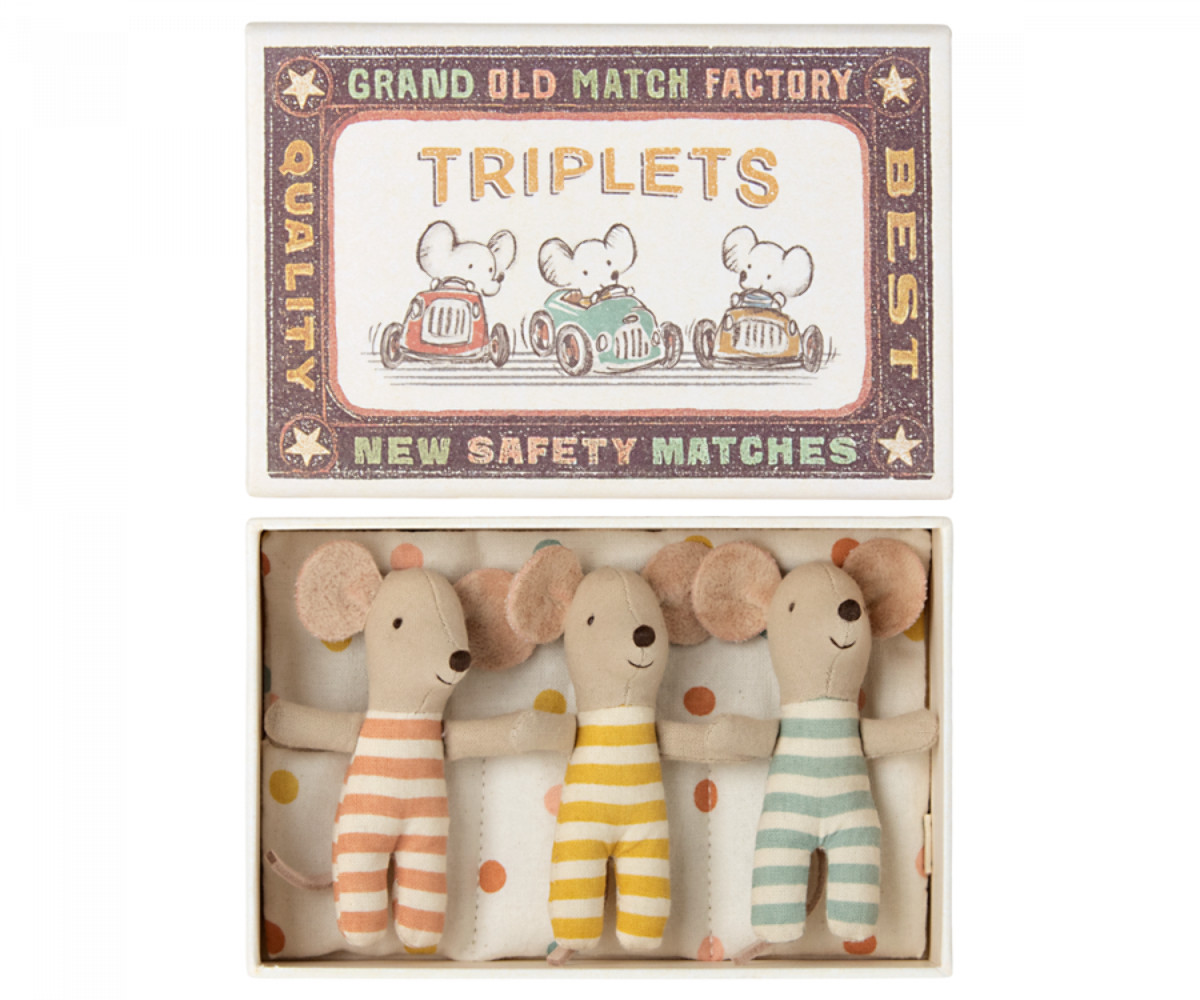 Maileg Baby Mouse Triplets in Box