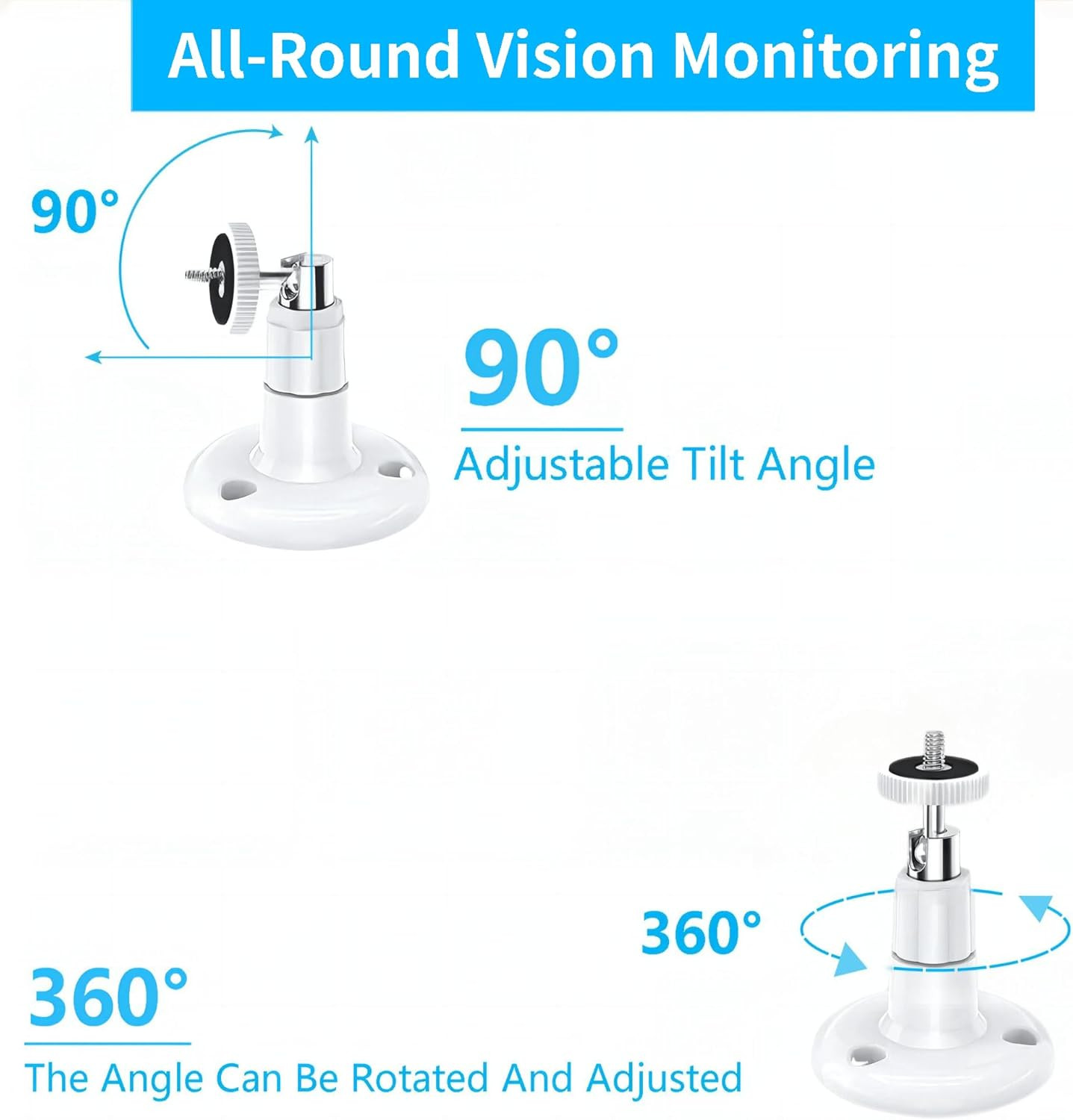 2 Pack Adjustable Ceiling Wall Mount Kit for Plug-In Ring HD Security Camera&Sti
