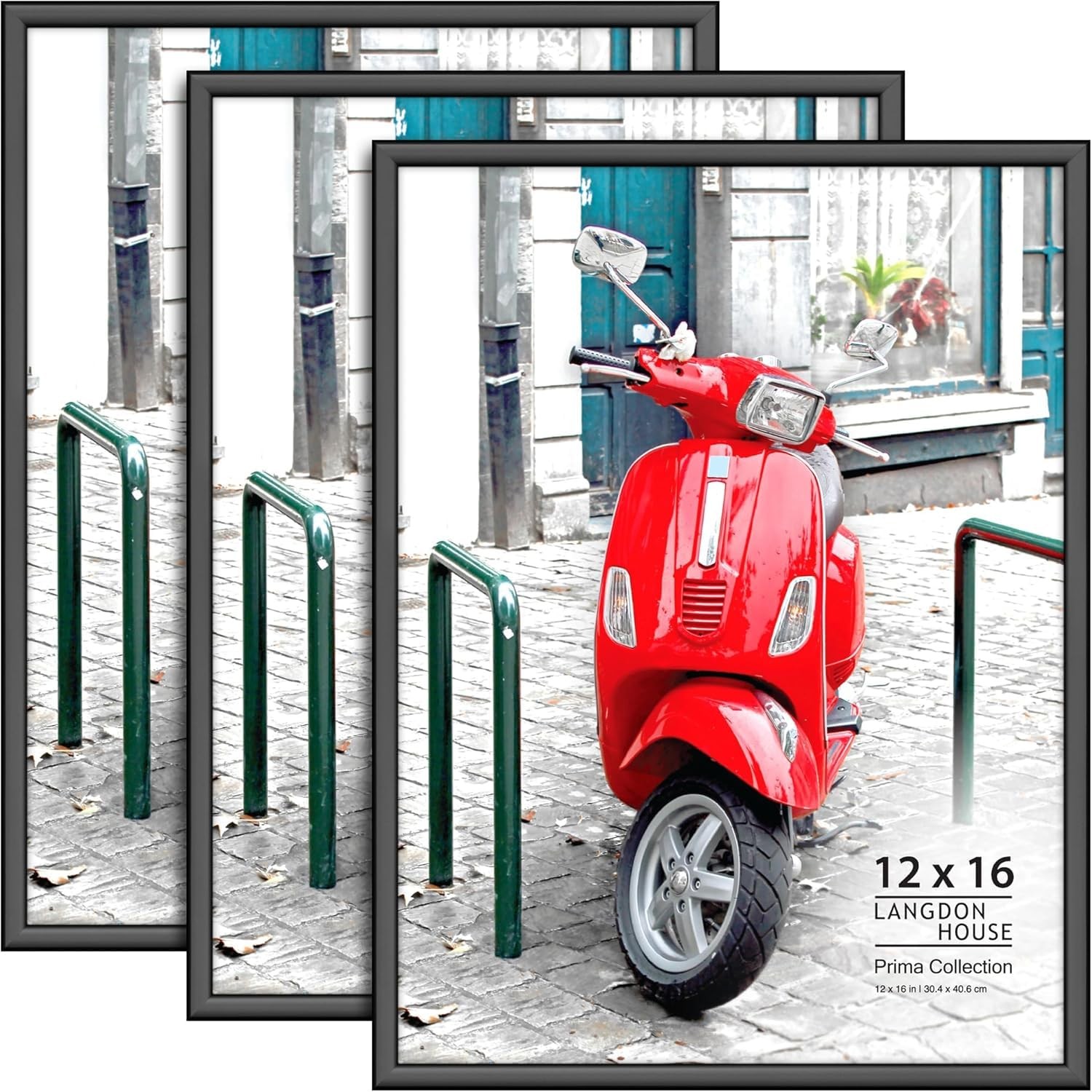 - 12x16 Poster Frames - Black, 3 Pack - 12 x 16 Modern Plastic Slide-In Photo...