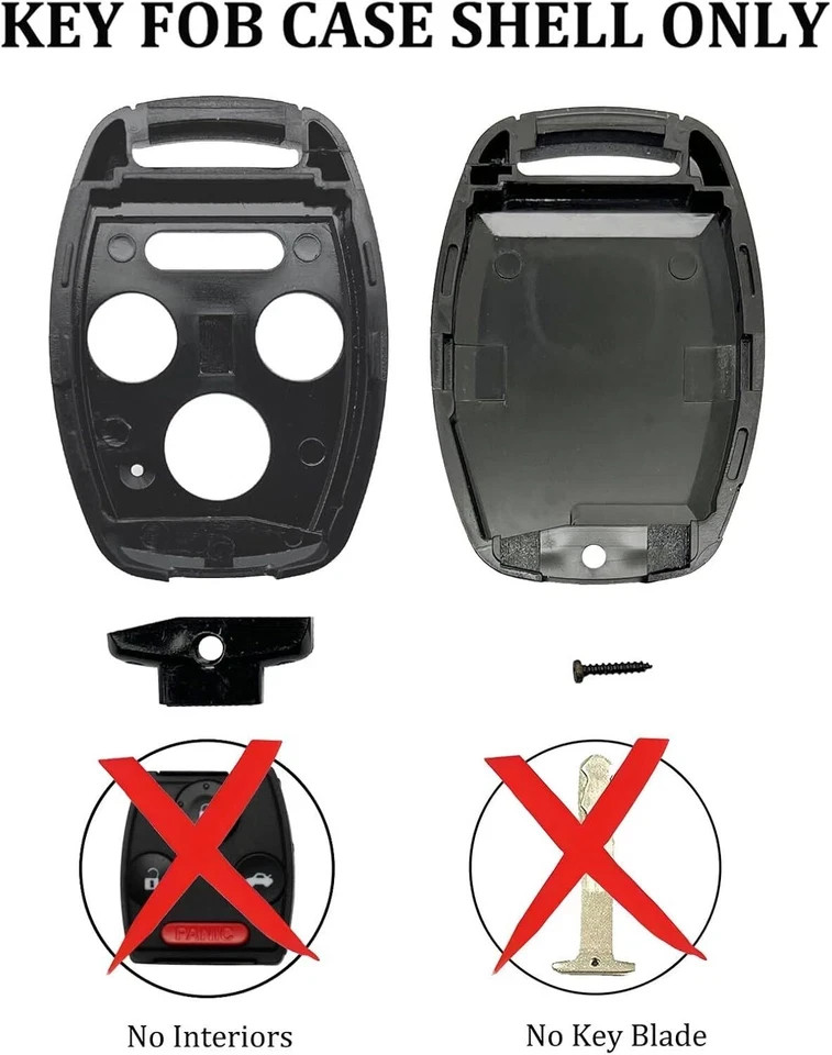 2 Pack Key Fob Shell Case Replacement Fits for Honda Accord 2003-2012 / Civic EX