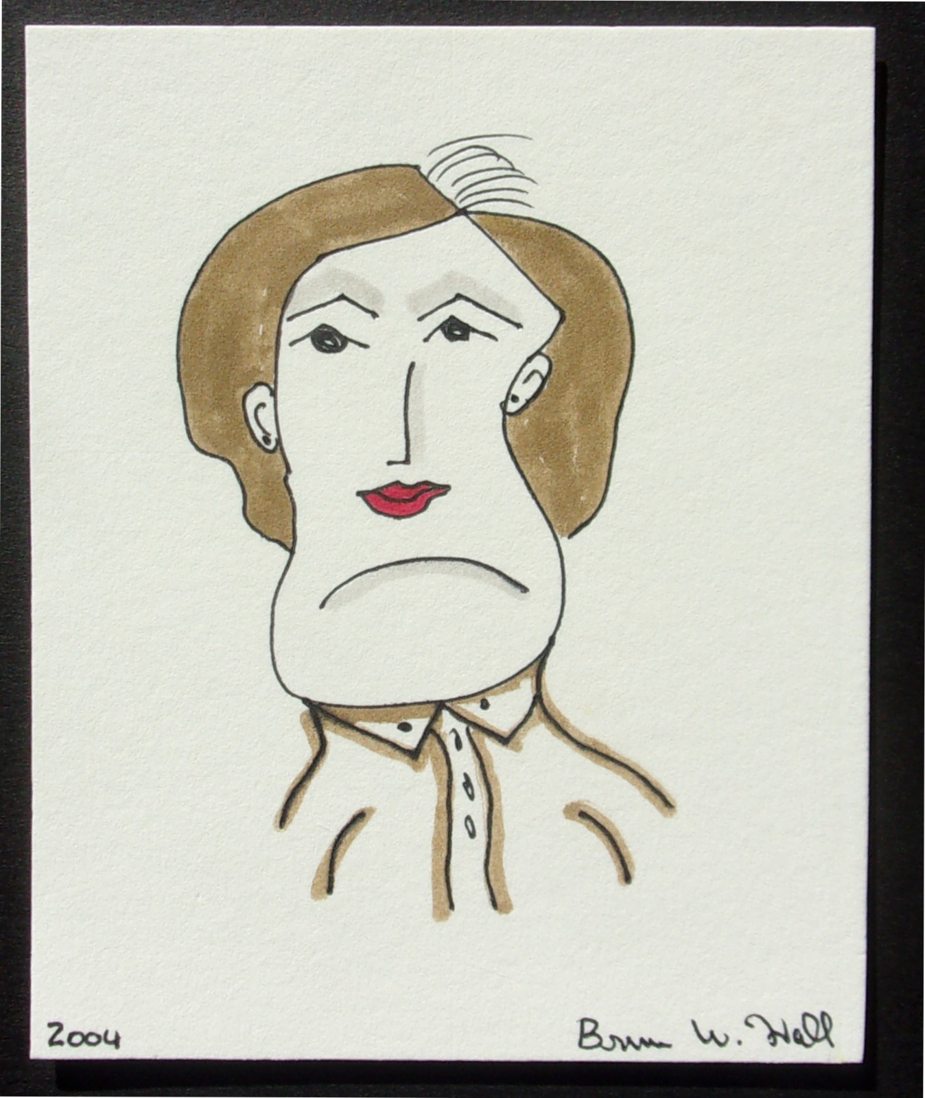 BRUCE W. HALL OUTSIDER NAIVE FOLK ART PORTRAIT ORIGINAL DRAWING 2004 #55