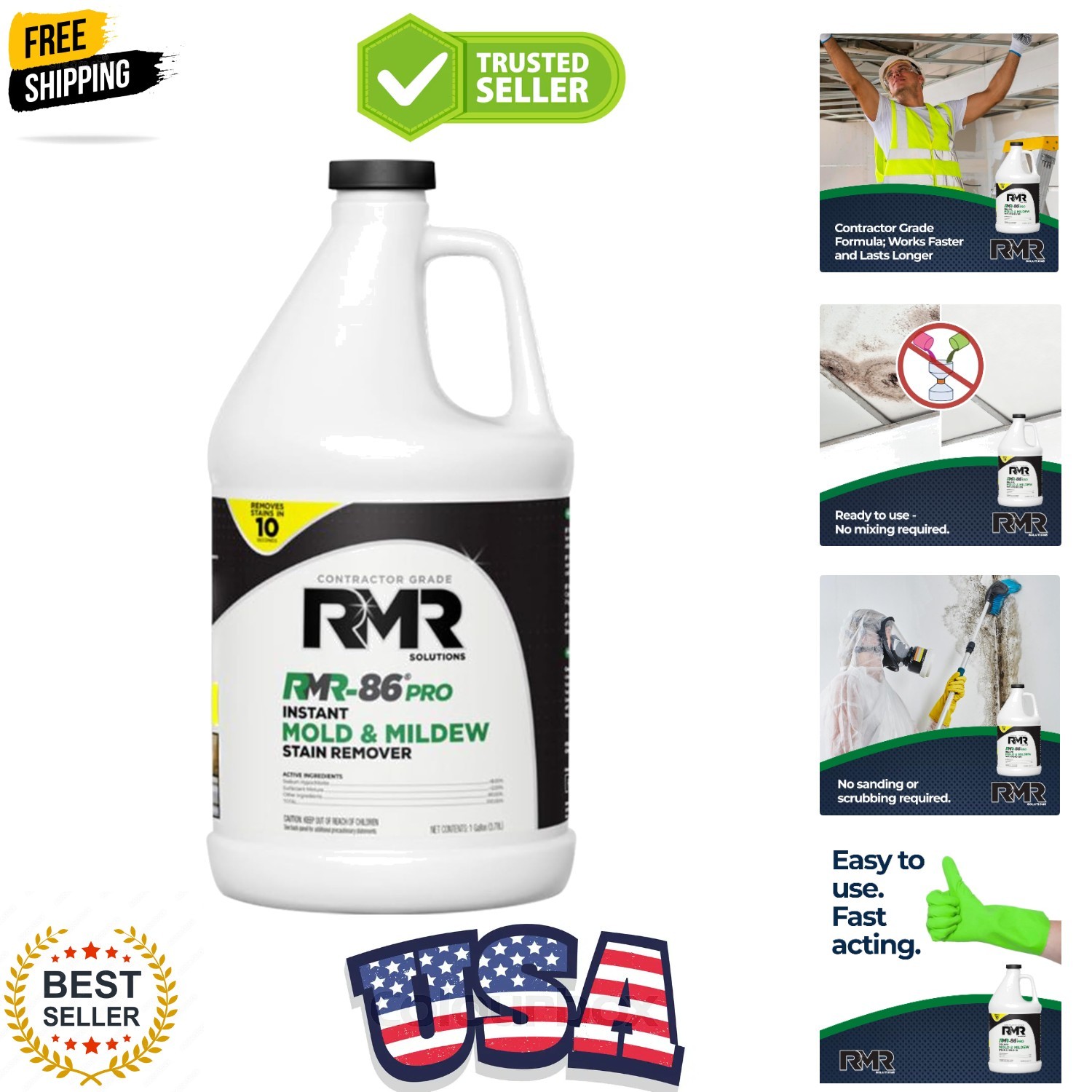 RMR-86 Pro Contractor Grade Mold Stain & Mildew Stain Remover Cleaning Soluti...