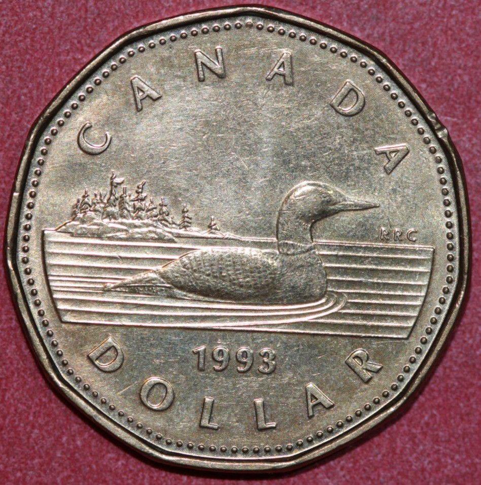 Canada  1993  Dollar  Elizabeth II ,  Loon 26.4mm