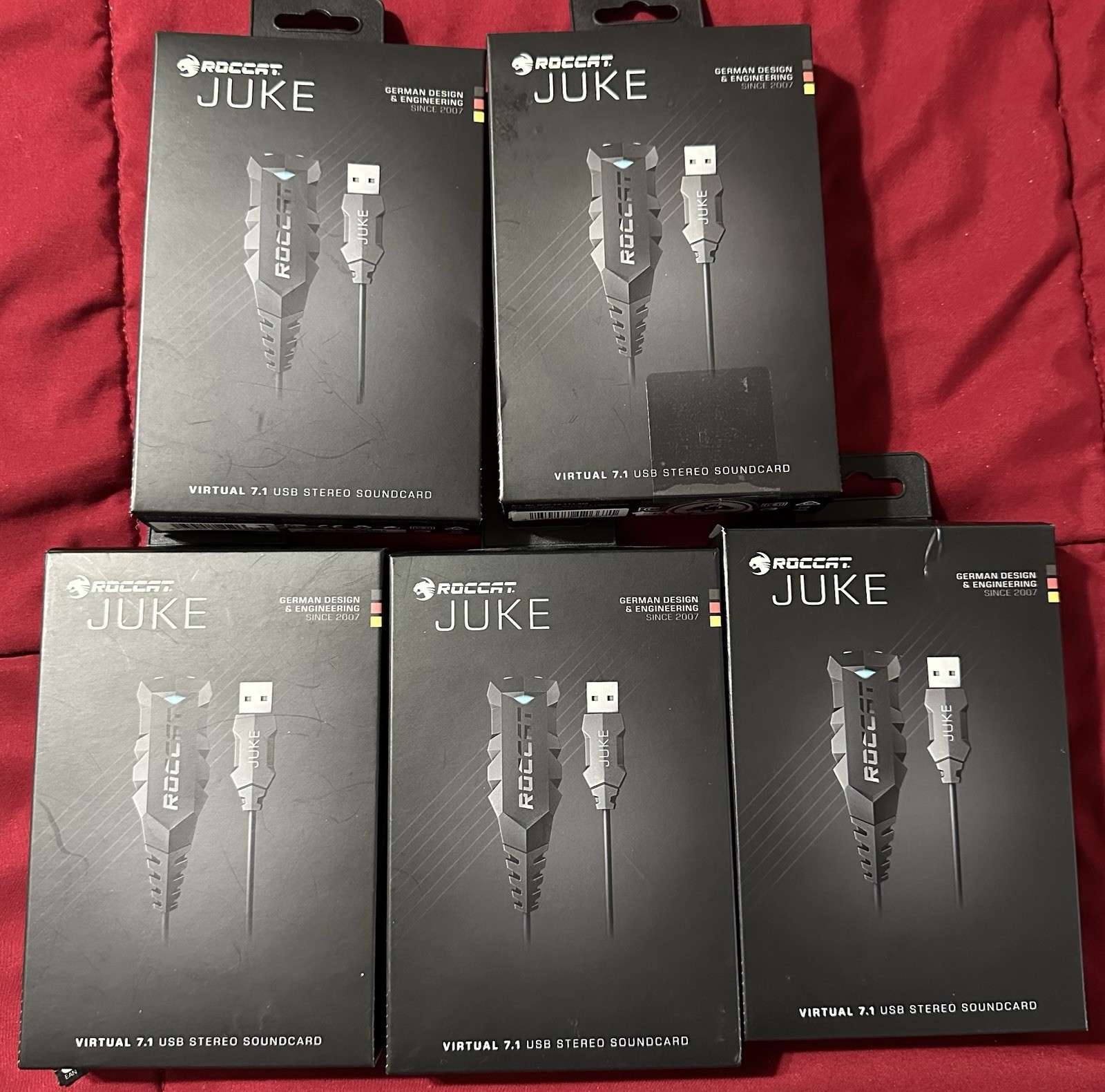 LOT OF 5 ROCCAT Juke Virtual 7.1 USB Stereo Soundcard Headset Adapter for PC NEW