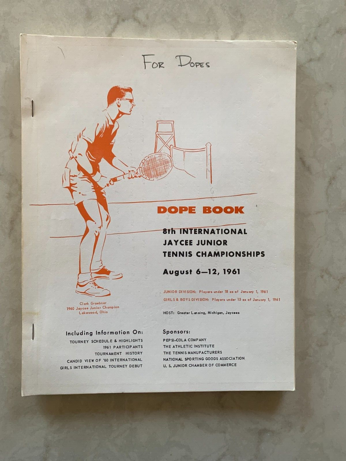 International Jaycee Junior Tennis Championships 'DOPE BOOK' 1961