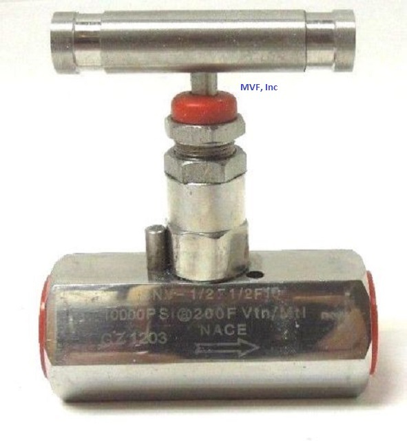 Needle Valve 1/2" Female NPT 10,000 PSI Stainless, Metal Seats, NACE 554IN05